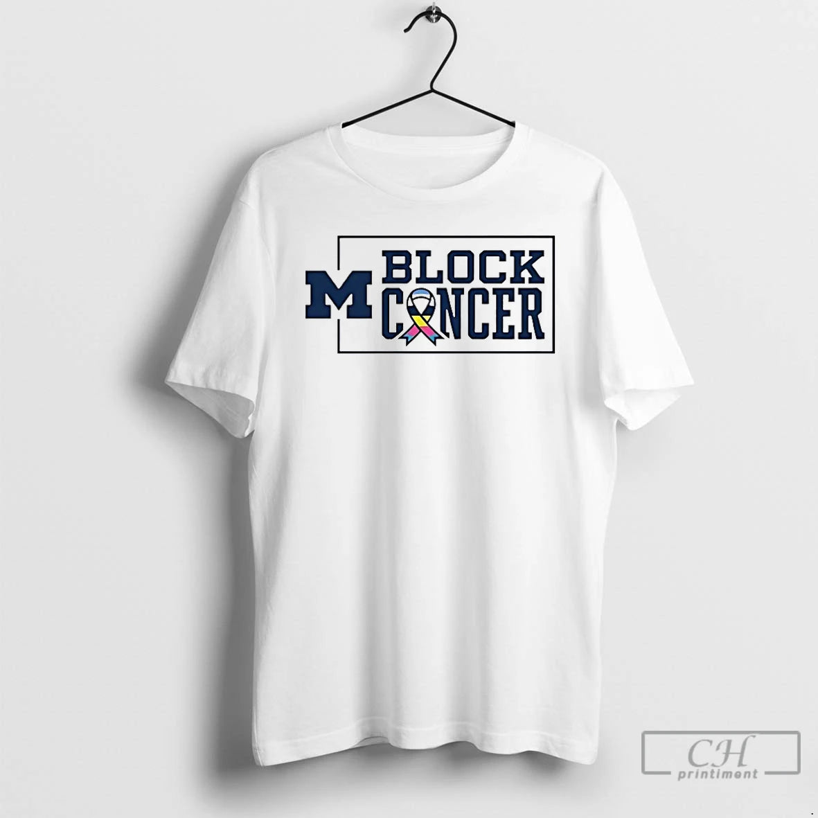 Classic Michigan Wolverines 2025 Block Cancer T Shirts