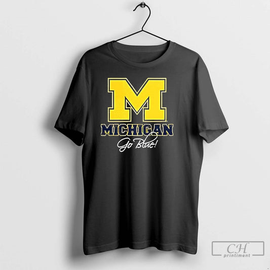 Classic Michigan Wolverines Football Go Blue Slogan Logo