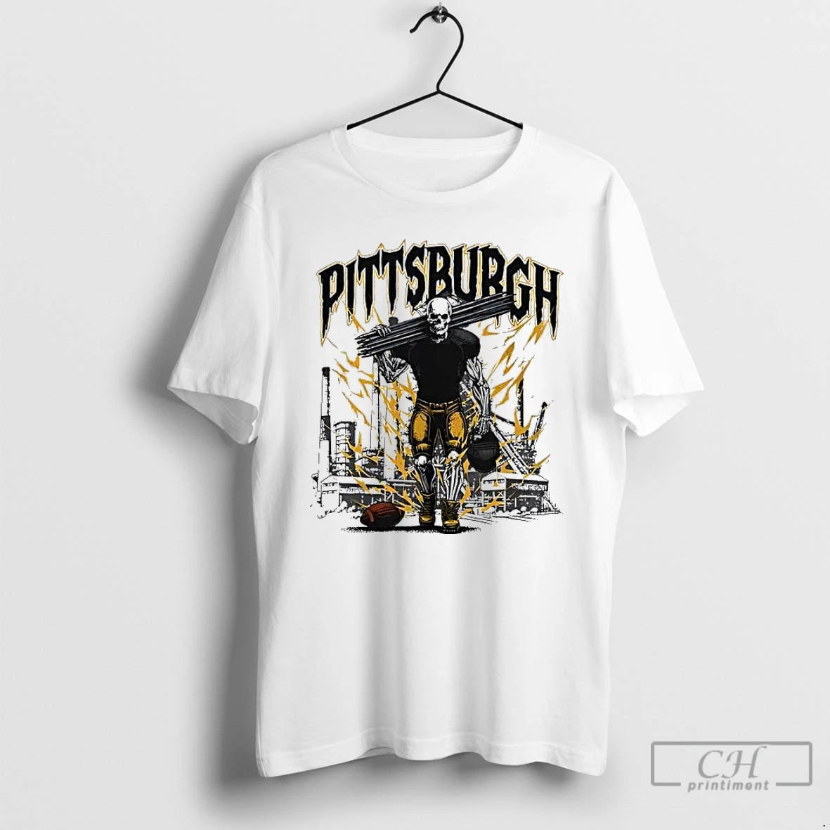 Classic Pittsburgh Football Skeleton Bootleg Skyline