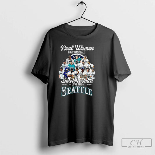Classic Real Women Love Baseball Smart Women Love The Seattle Mariners 2025 T Shirts