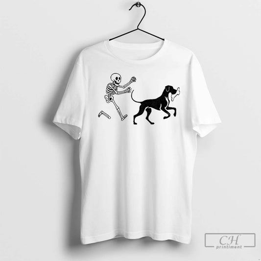 Classic Skeleton Pursue Dog Funny Meme Halloween