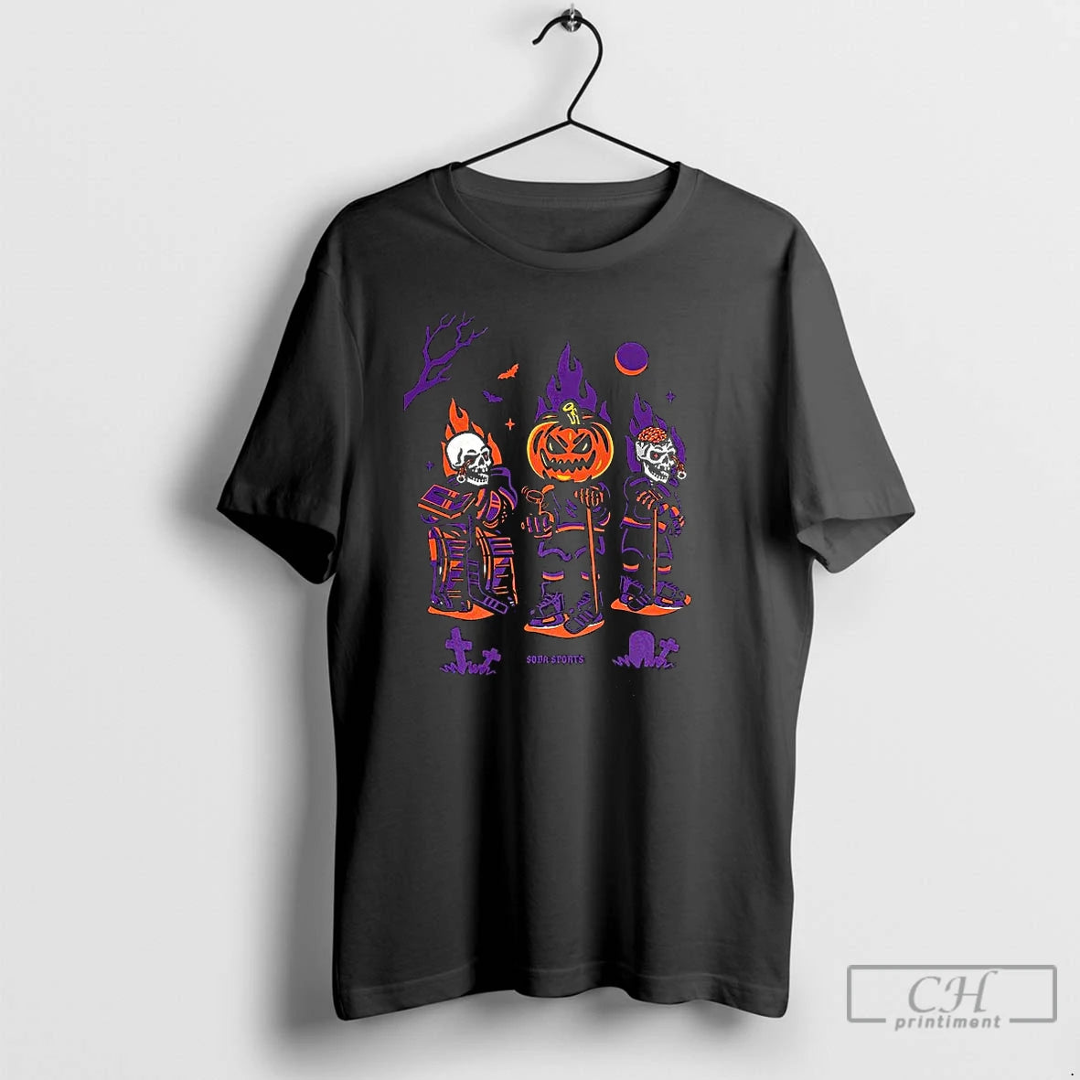 Classic Sleepy Hollow Hockey Club Est 1820 Skeleton Pumpkin Head And Zombie Halloween T Shirts