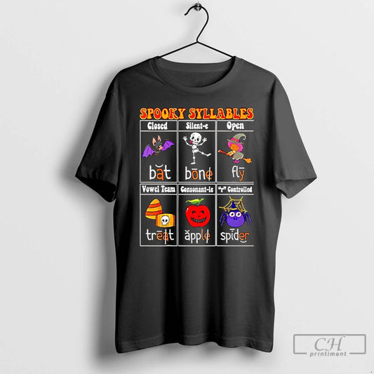 Classic Spooky Syllables Teacher Halloween T Shirts