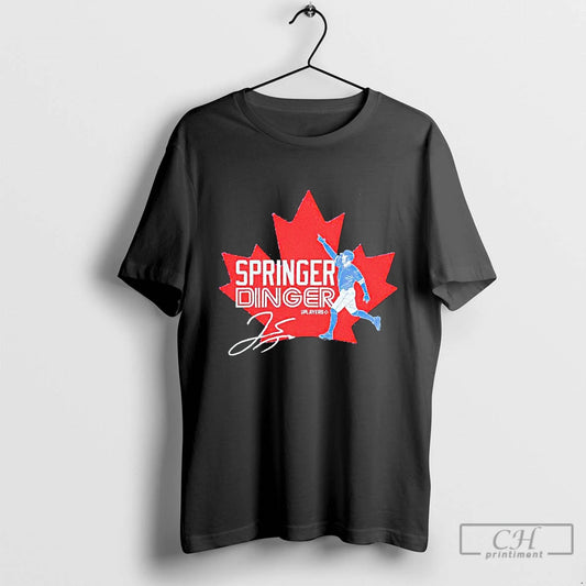 Classic Springer Dinger George Springer Toronto Blue Jays Mlb Signature Blackshirt T Shirts