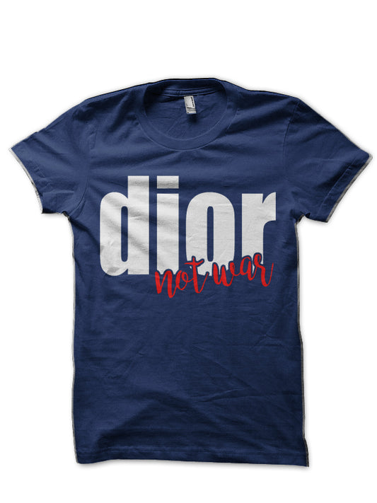 Dior Not War Hoody Hooded Sweatshirt Navy Blue T-Shirt