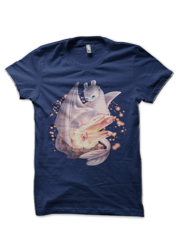 Light Fury & Magic Crystals (How to Train Your Dragon 3) Navy Blue T-Shirt