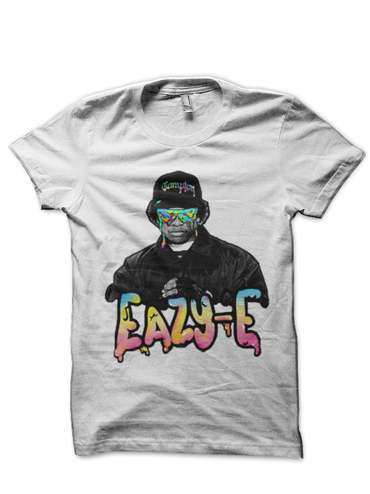 Eazy-Eminem Digital Grime 80s Graffiti Design White T-Shirt