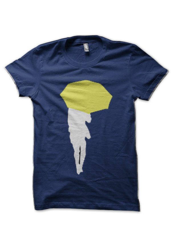 Yellow Umbrella Navy Blue T-Shirt