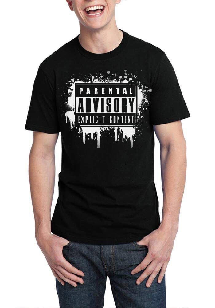 Parental Warning Advisory Explicit Content Splash Black T-Shirt