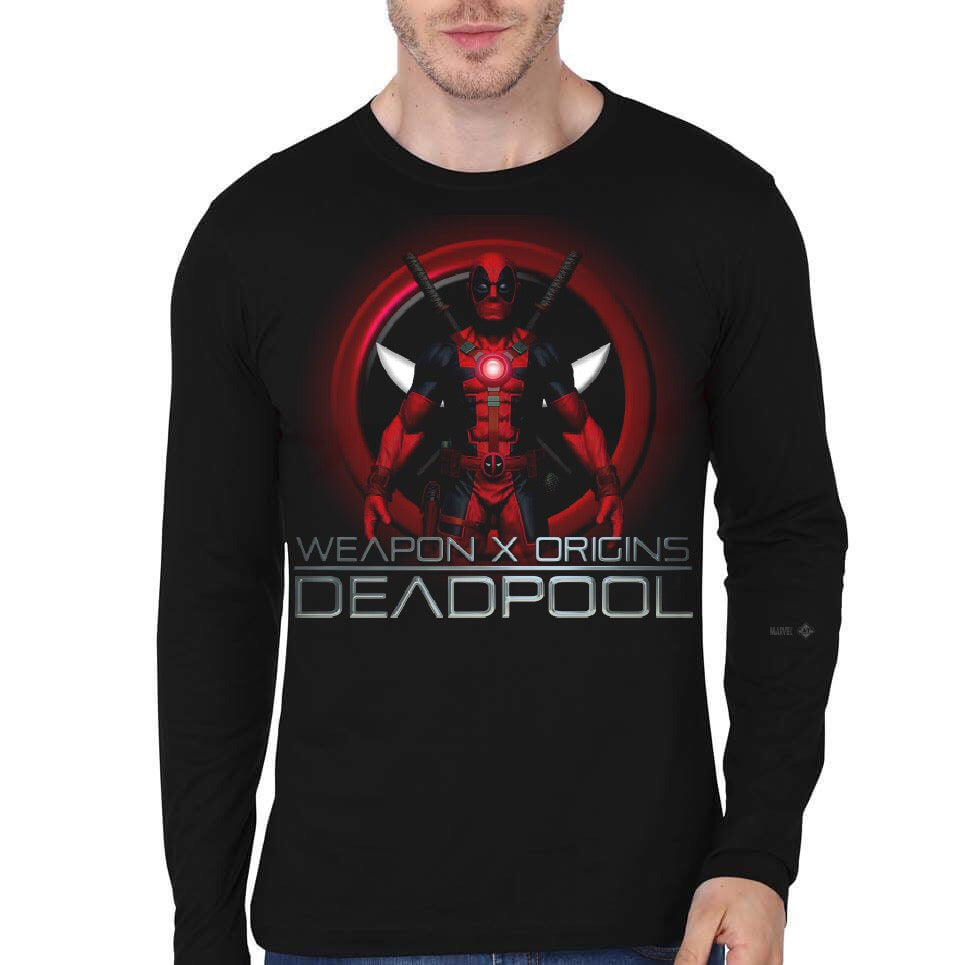 Deadpool Origin Black Full Sleeve T-Shirt