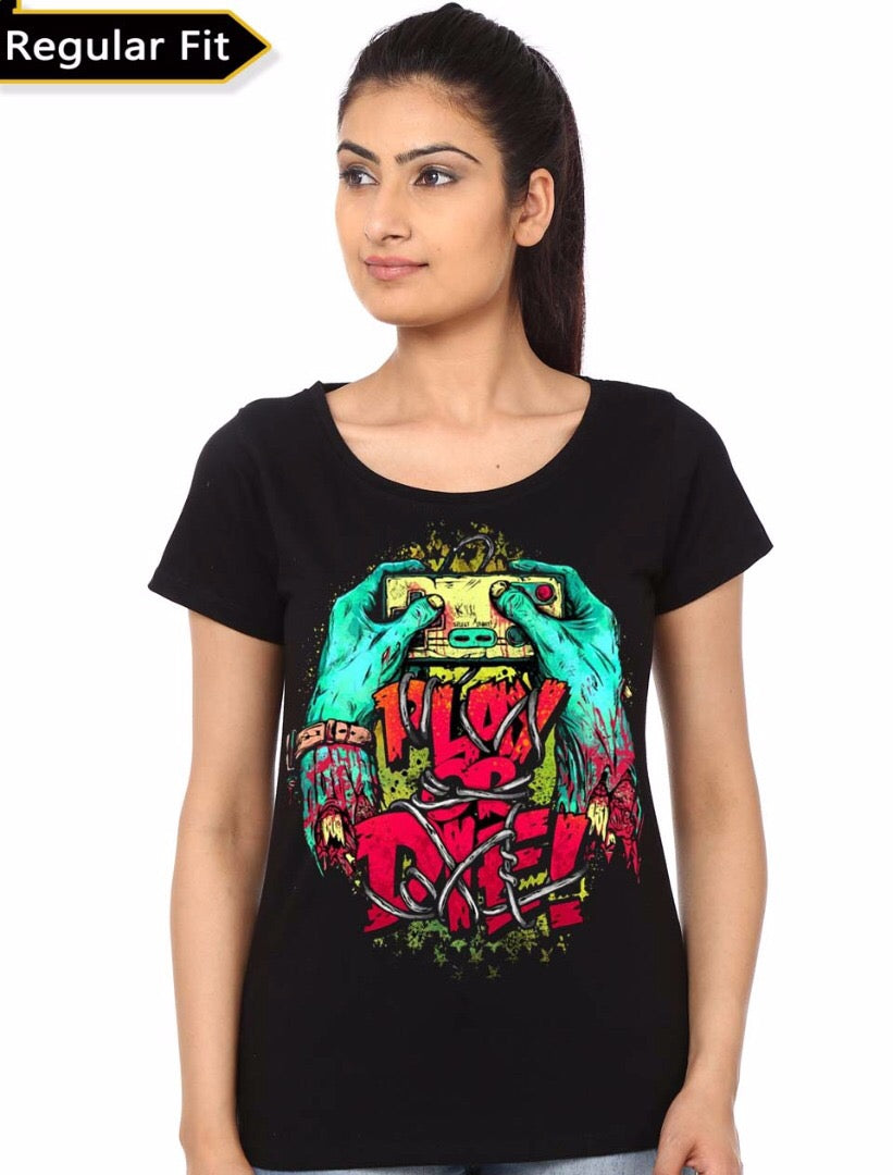 Zombie Gamer Girl’s Black T-Shirt