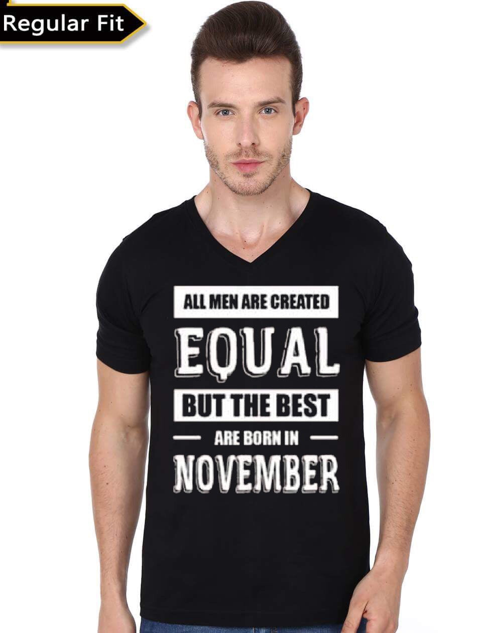 Legends Are Born In November V-Neck Black T-Shirt