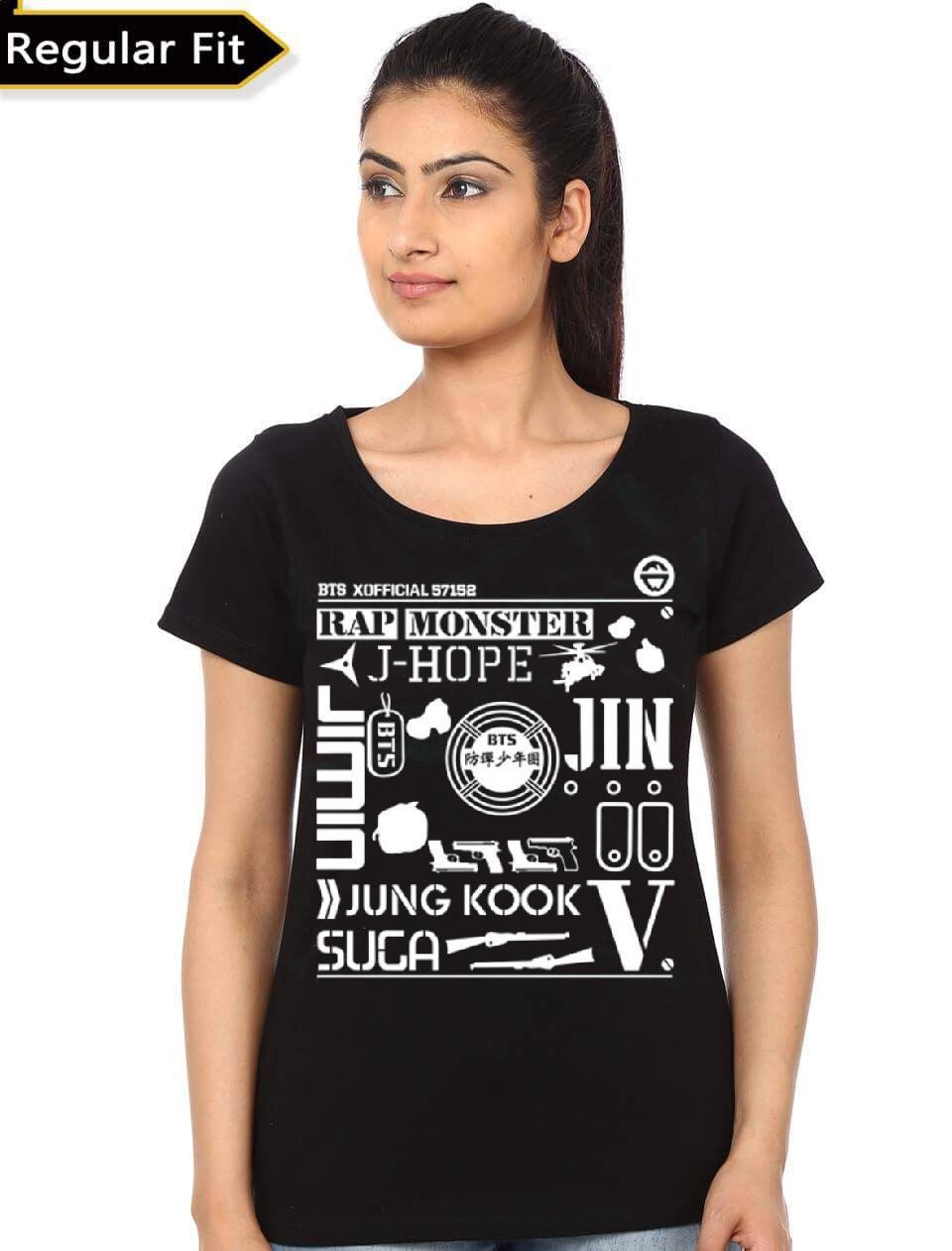 Rap Monster Girl’s Black T-Shirt