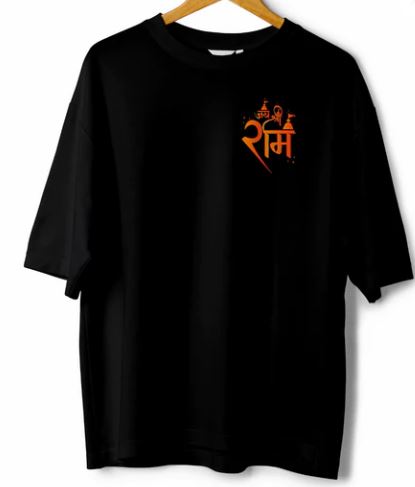 JAI SHREE RAM Black Oversized T-Shirt