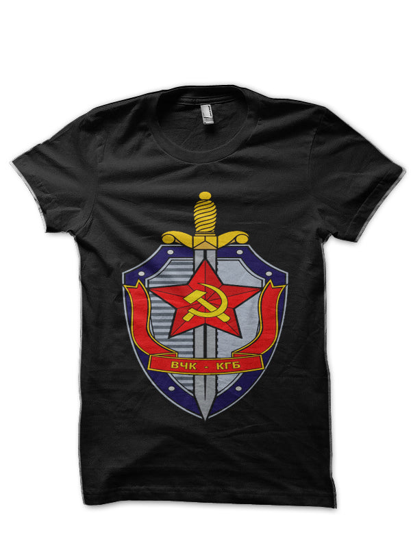 USSR CCCP Soviet KGB Committee for State Security Black  T-Shirt