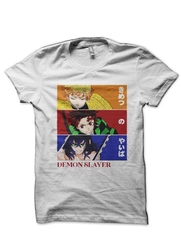 Tanjiro, zenitsu and inosuke from Kimetsu no Yaiba White T-Shirt