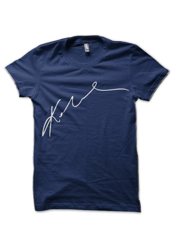 Kobe Bryant’s Signature White On Black Navy Blue T-Shirt
