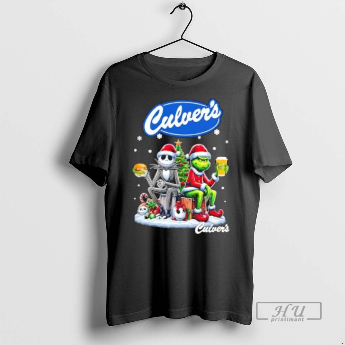 Limited Edition Culvers X Grinch And Jack Skellington Unwilling Friends Merry Christmas Graphic