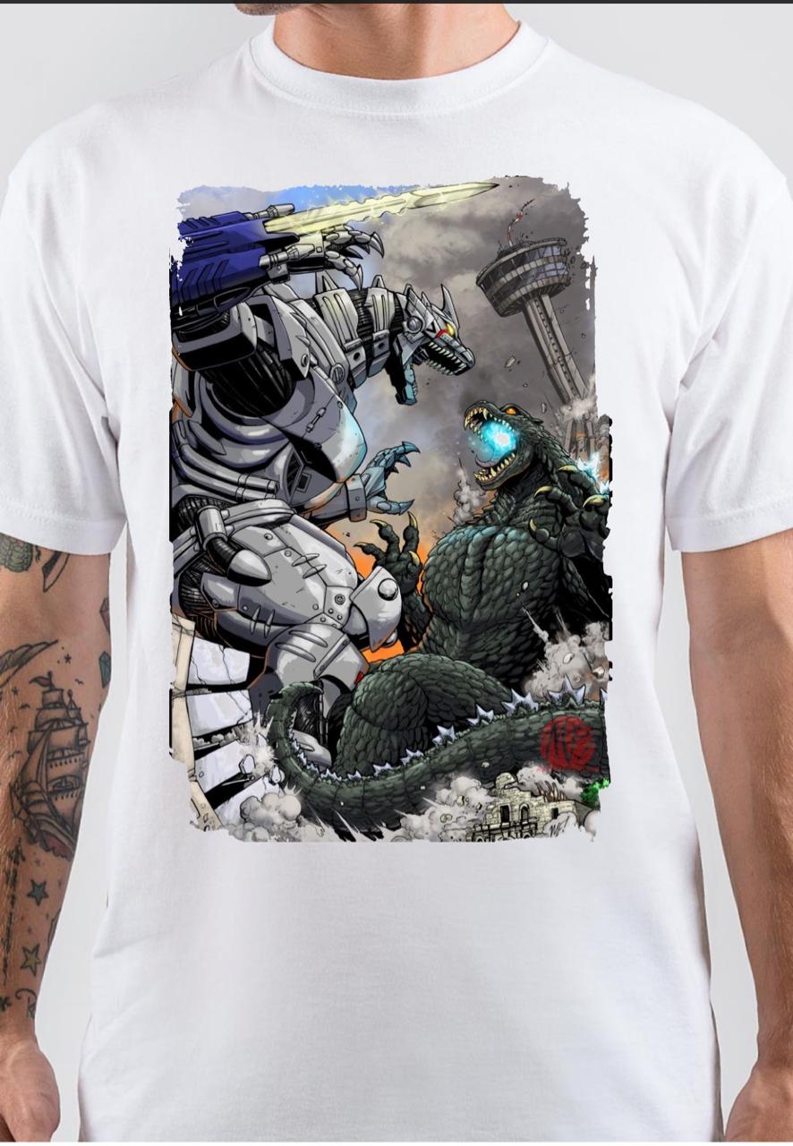 Mechagodzilla Vs Godzilla White T-Shirt
