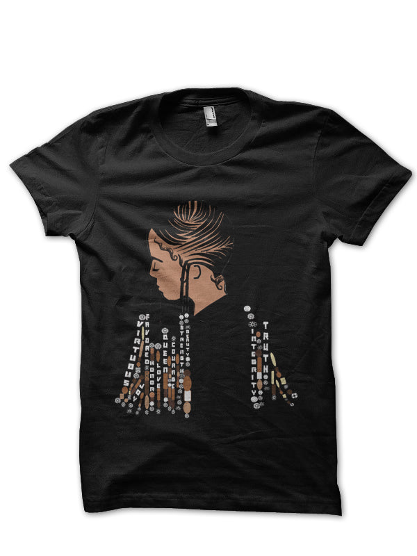 Natural Hair Black Half Sleeve T-Shirt