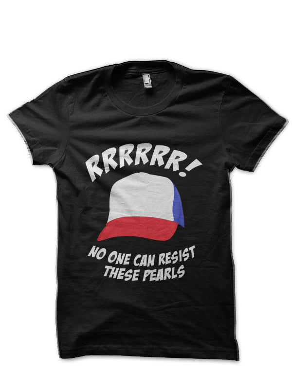 No one can resist these Pearls Black Half Sleeve T-Shirt