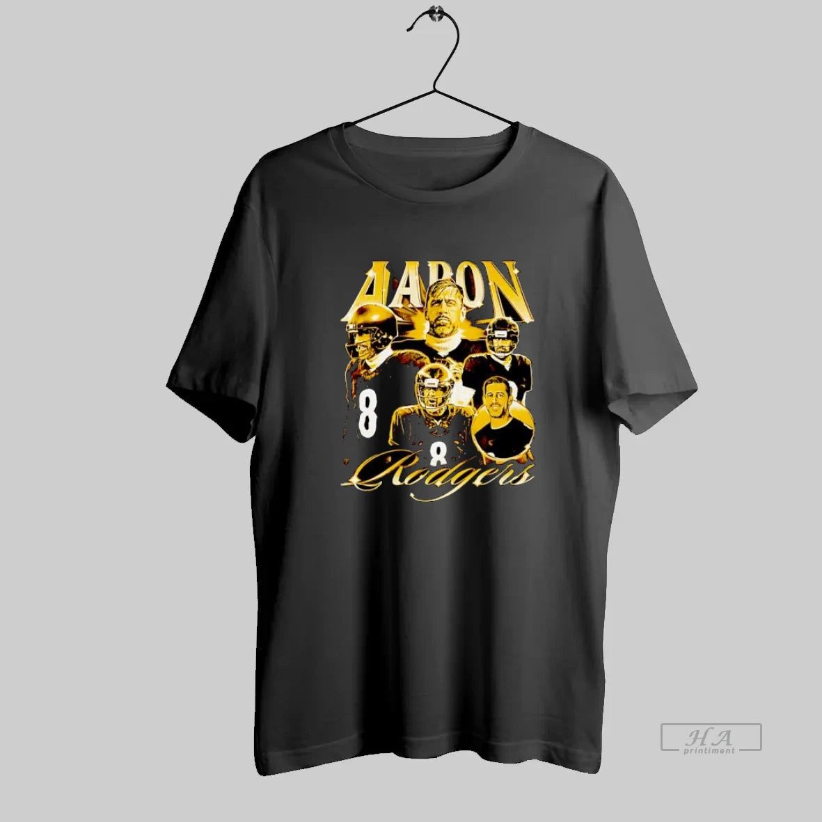 Official Aaron Rodgers 8 Vintage Football Player Collage Graphic