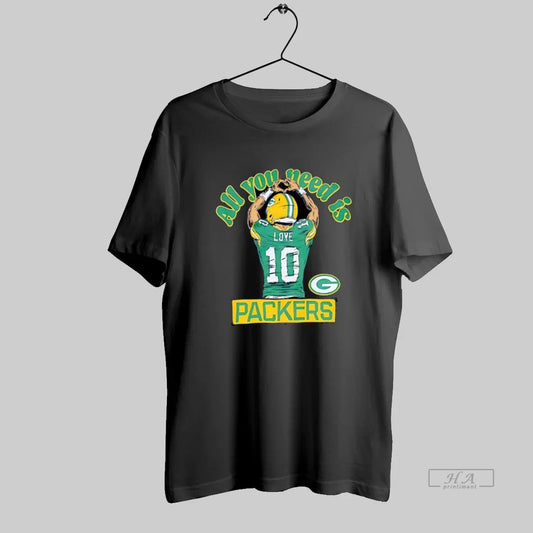 Official All You Need Is Love Packers 10 Football Player Heart Hands