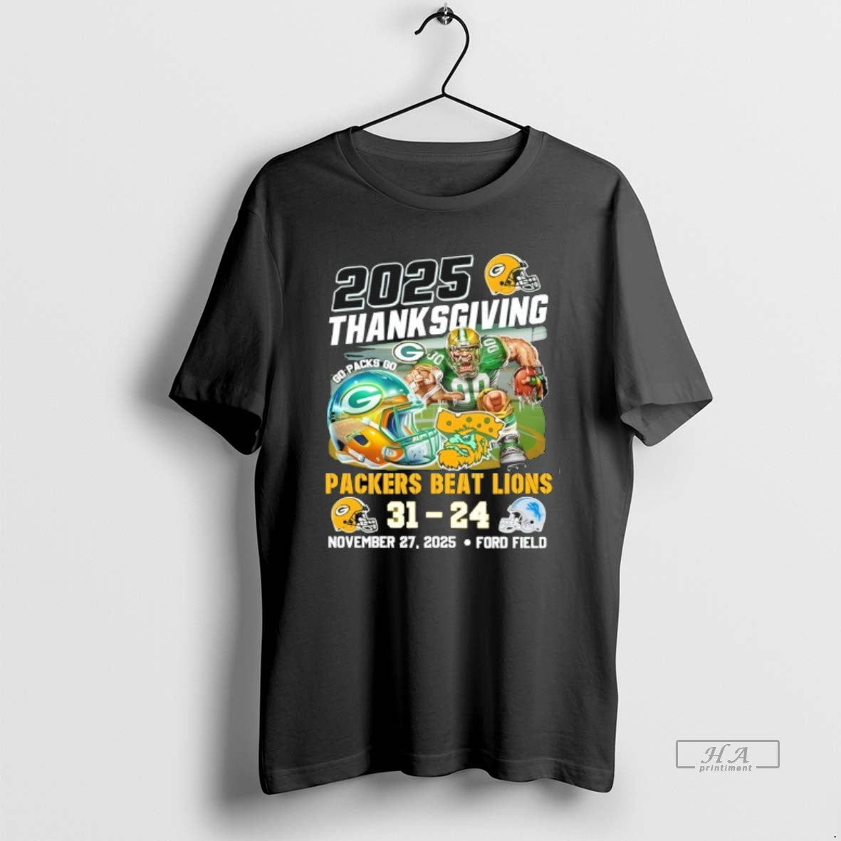 Official Packers Beat Lions 2025 Thankgiving November 27th Ford Field