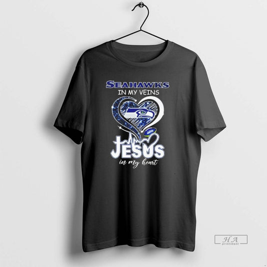 Official Seahawks In My Veins Jesus In My Heart Diamond Heart