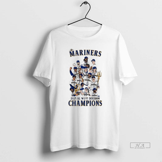 Official Trendy Seattle Mariners 2025 Al West Division Champions Cartoon