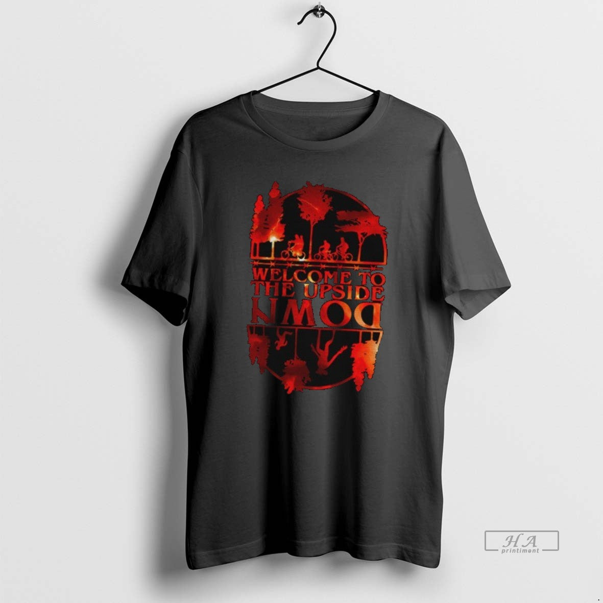 Official Trendy Welcome To The Upside Down Silhouette Sunset Halloween