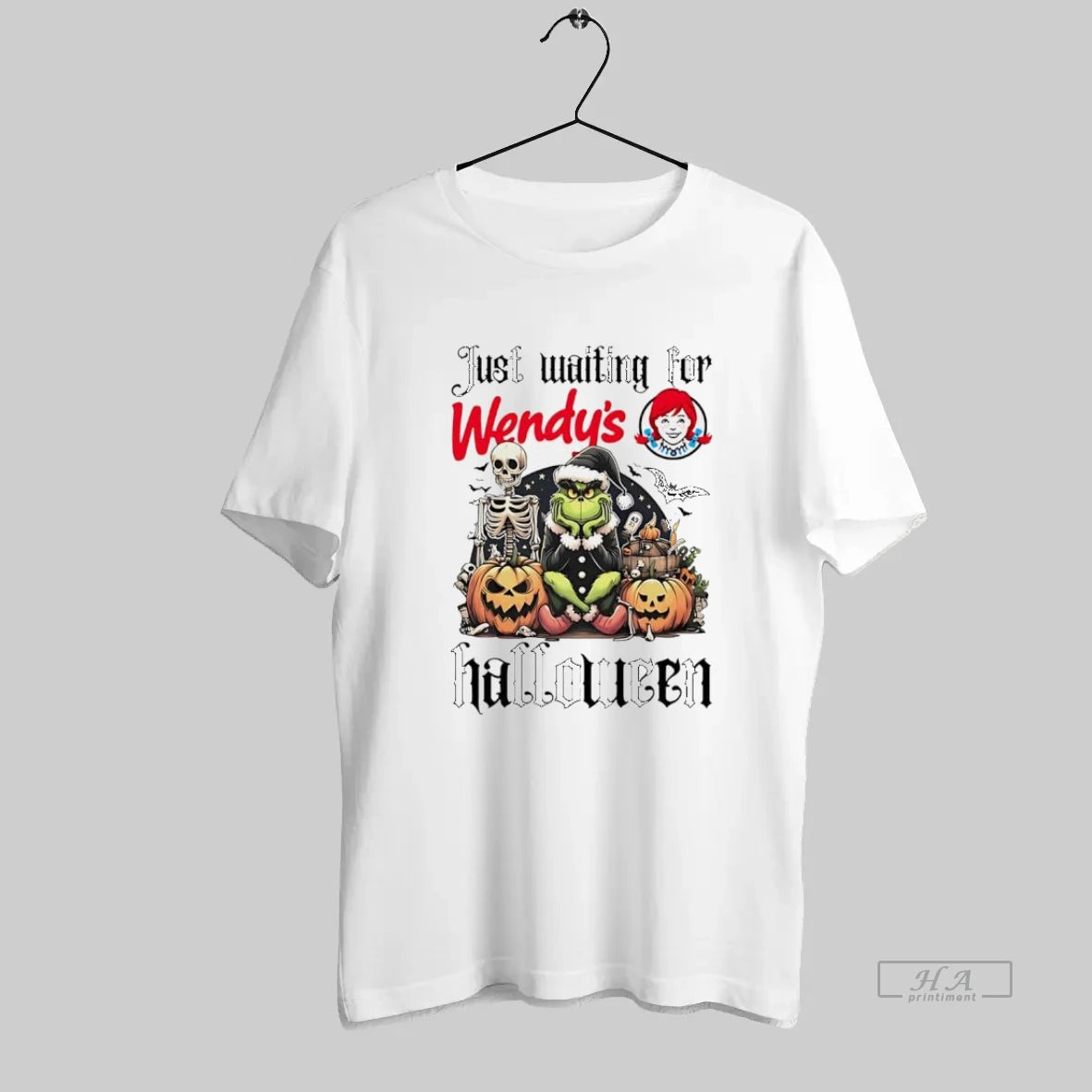 Official Wendys Grinch Just Waiting For Halloween Goth Graphic