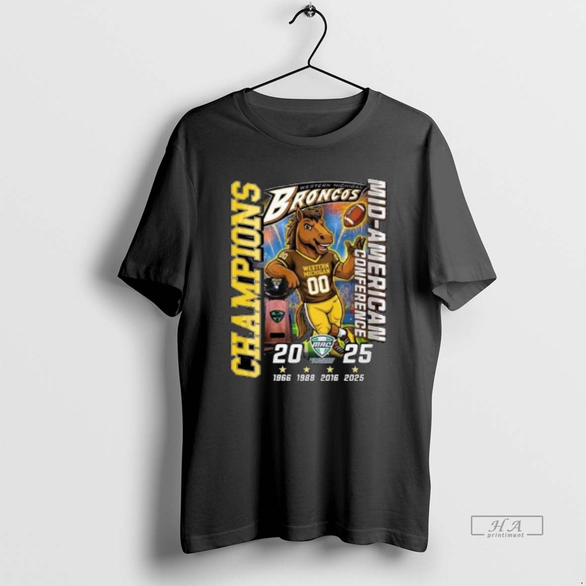 Official Western Michigan Broncos Champions Mid American Conference 1966 2025 Mascot Circle Black