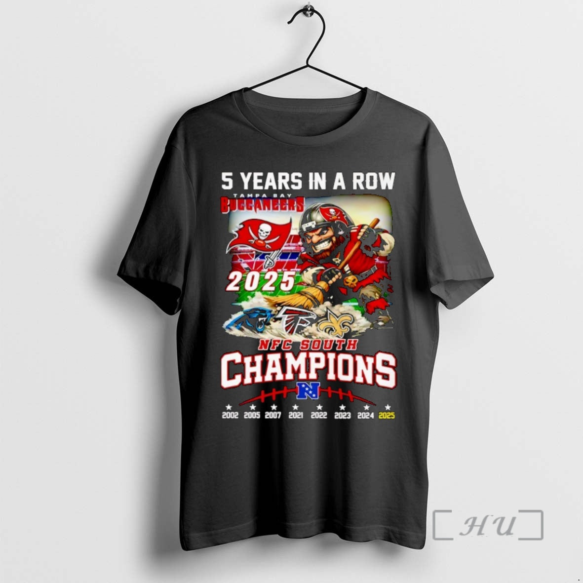 Officials 5 Years In A Row Tampa Bay Buccaneers 2025 Nfc South Champions Mascot Premium
