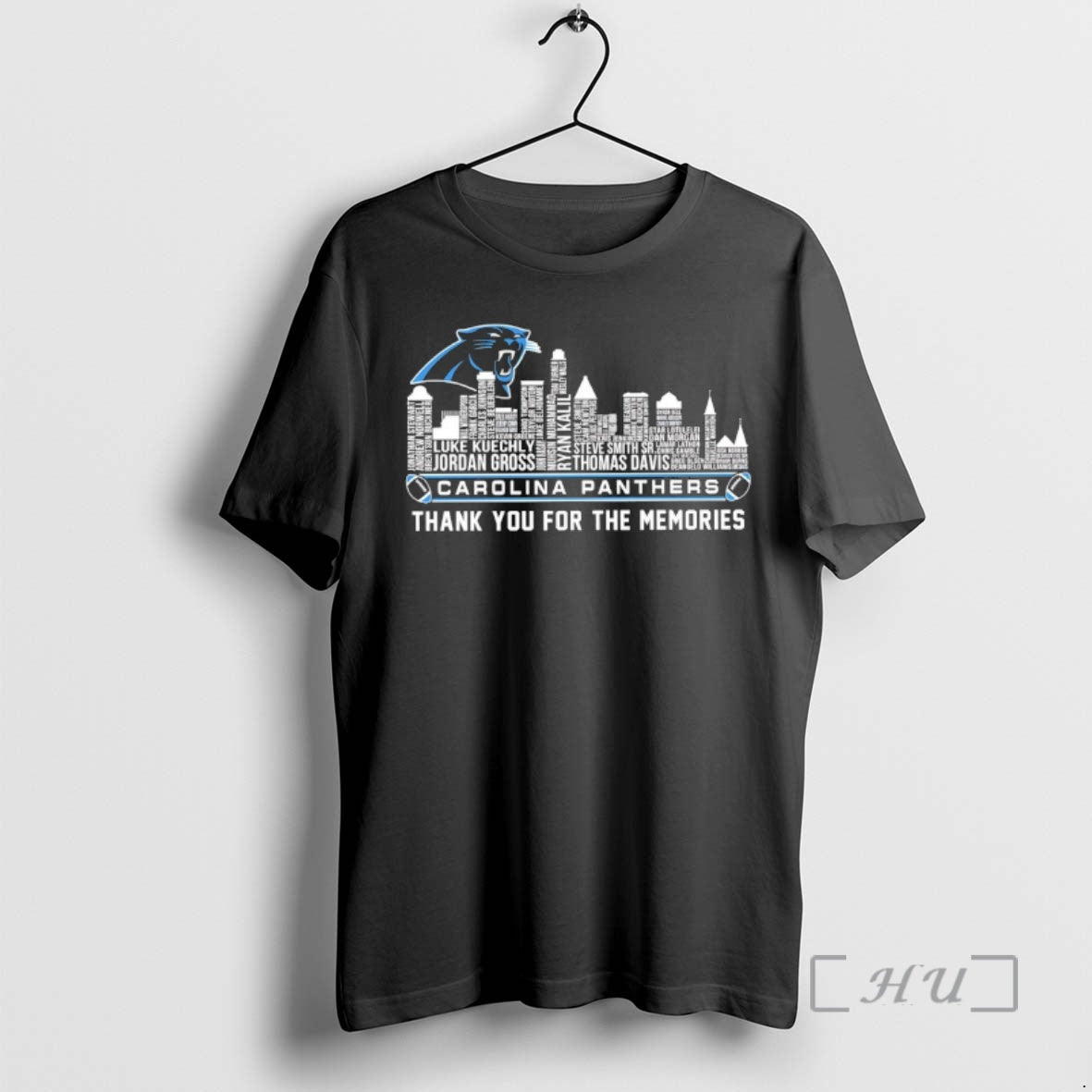 Officials Carolina Panthers Players Names City Skyline Thank You For The Memories Premium T Shirts