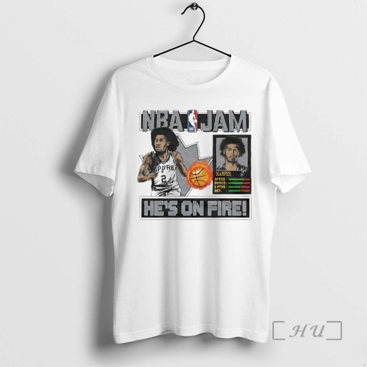 Officials Dylan Harper Nba Jam San Antonio Spurs Basketball Hes On Fire Premium T Shirts