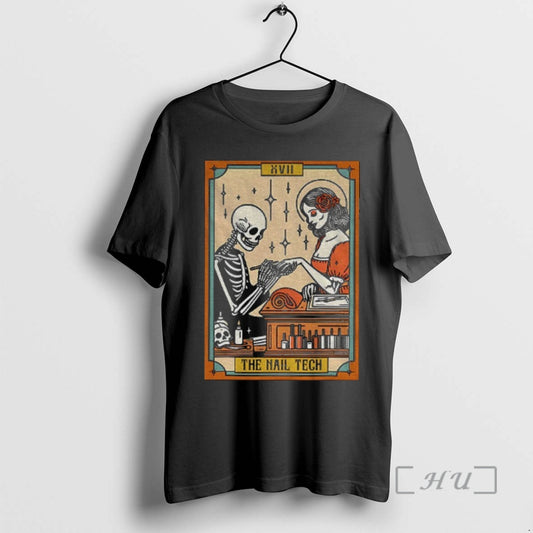 Officials Funny Skeleton Nail Boss The Nail Tech Life Tarot Card Premium T Shirts Sweater