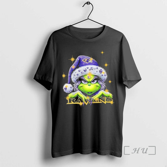 Officials Glitter Diamond Grinch Girl X Baltimore Ravens Football Graphic