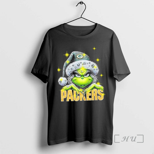 Officials Glitter Diamond Grinch Girl X Green Bay Packers Football Graphic Premium T Shirts Sweater