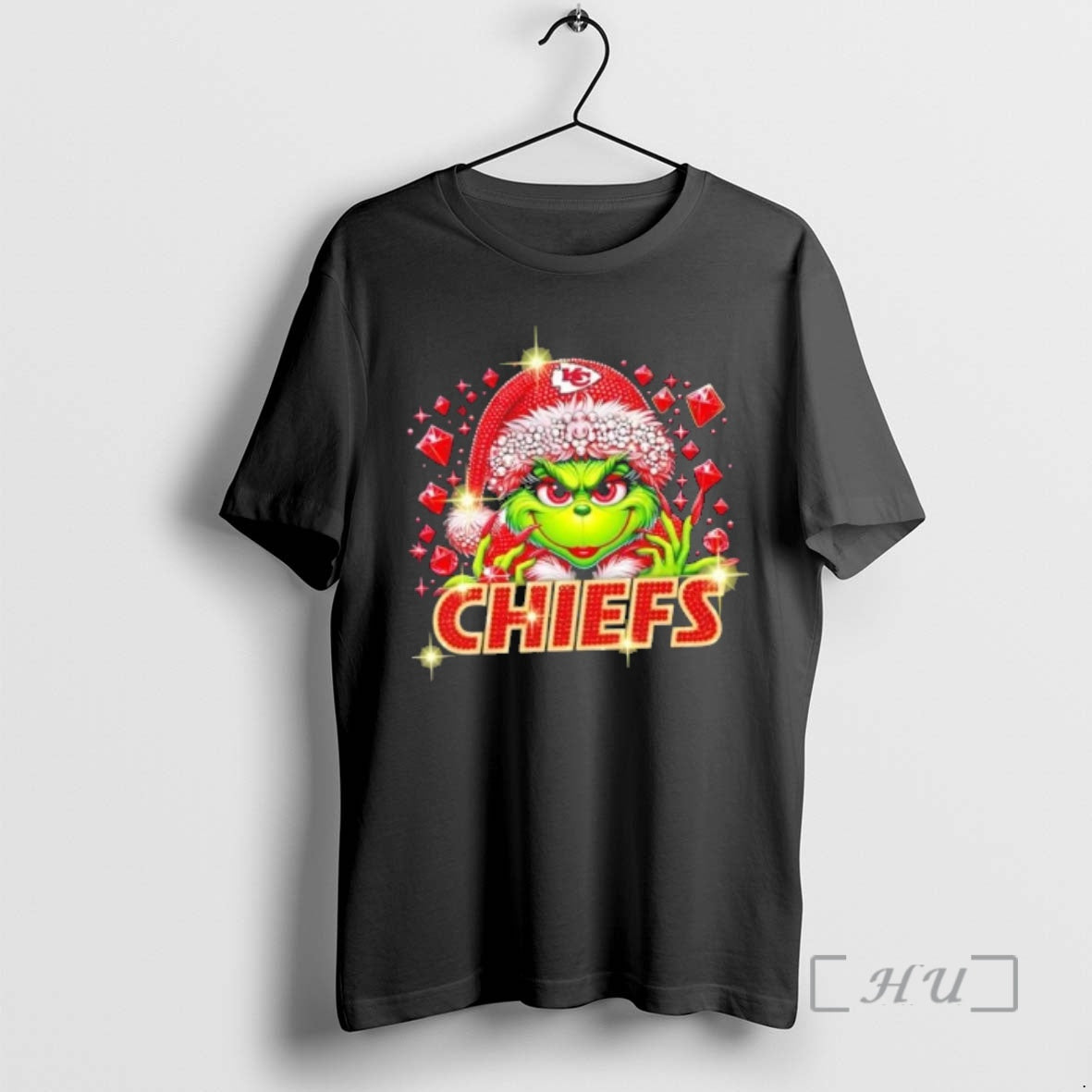Officials Glitter Diamond Grinch Girl X Kansas City Chiefs Football Graphic Premium T Shirts Sweater