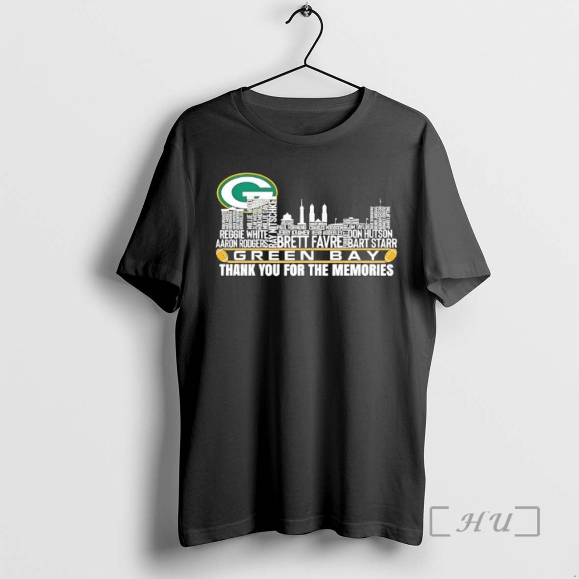 Officials Green Bay Packers Thank You For The Memories Logo Skyline Graphic Premium T Shirts