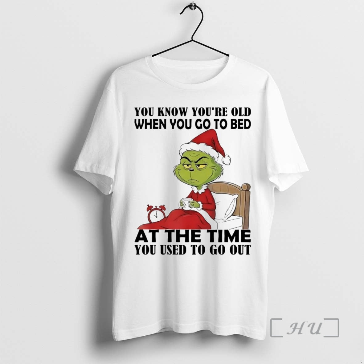 Officials Grinch You Know Youre Old When You Go To Bed Christmas Premium T Shirts