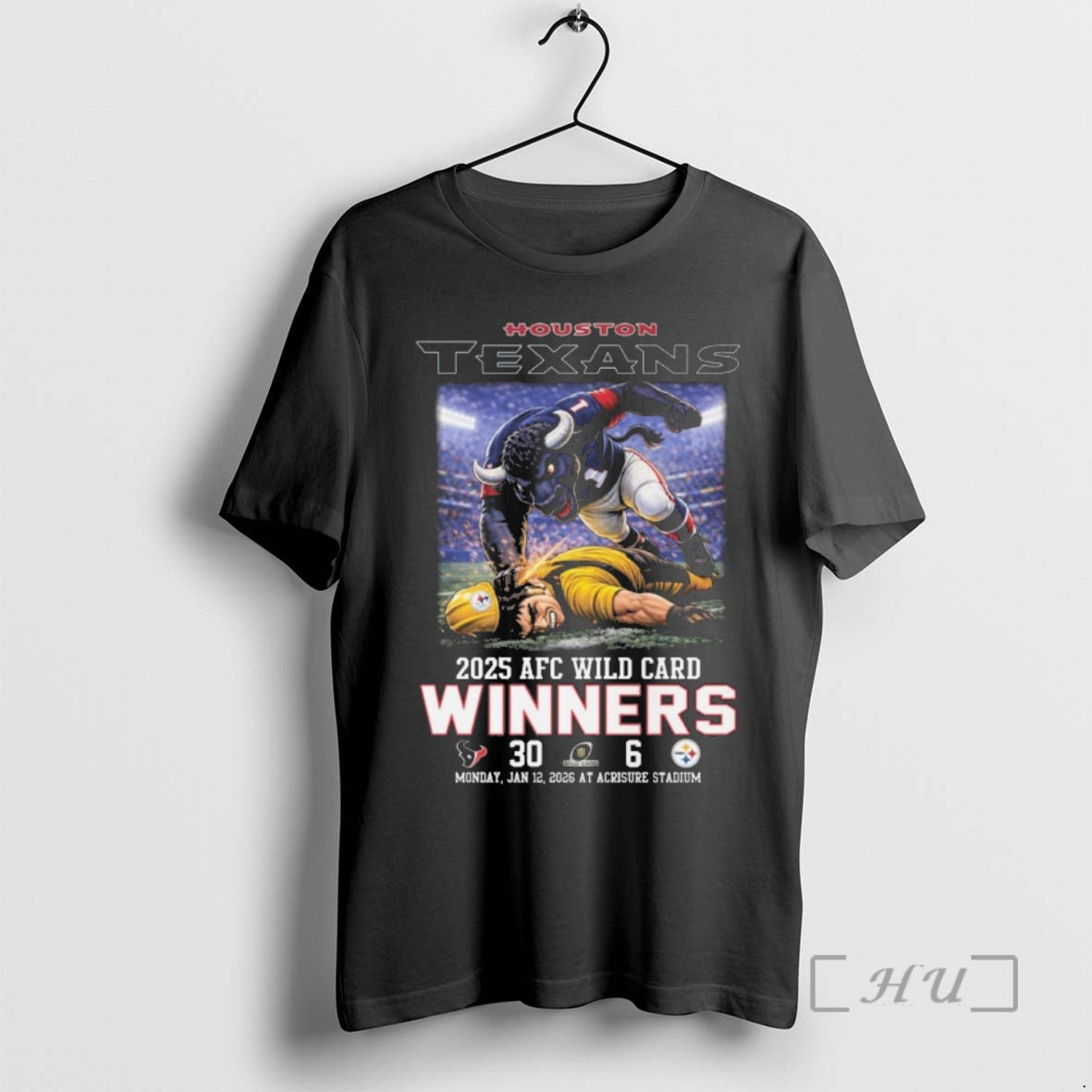 Officials Houston Texans 2025 Afc Wild Card Winners Score 30 6 Mascot Premium T Shirts