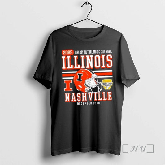 Officials Illinois Fighting Illini Football Adult 2025 Liberty Mutual Music City Bowl Premium T Shirts