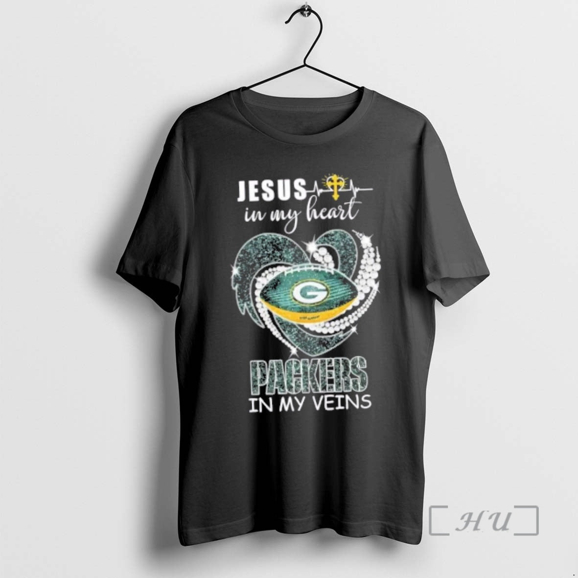 Officials Jesus In My Heart Green Bay Packers In My Veins Diamond Heart Premium