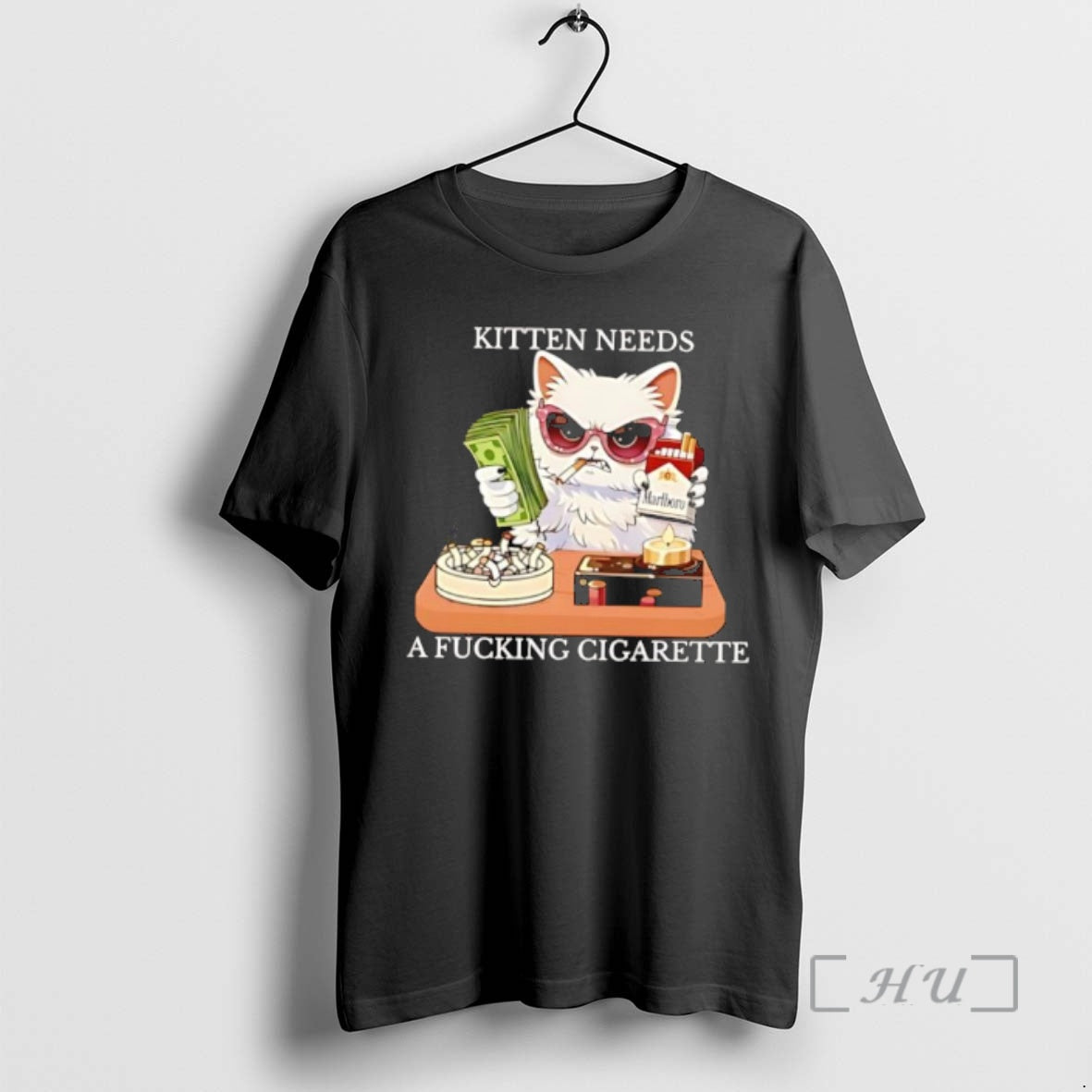 Officials Kitten Needs A Fucking Cigarette Funny Cat Smoking Money Glasses Premium T Shirts Sweater