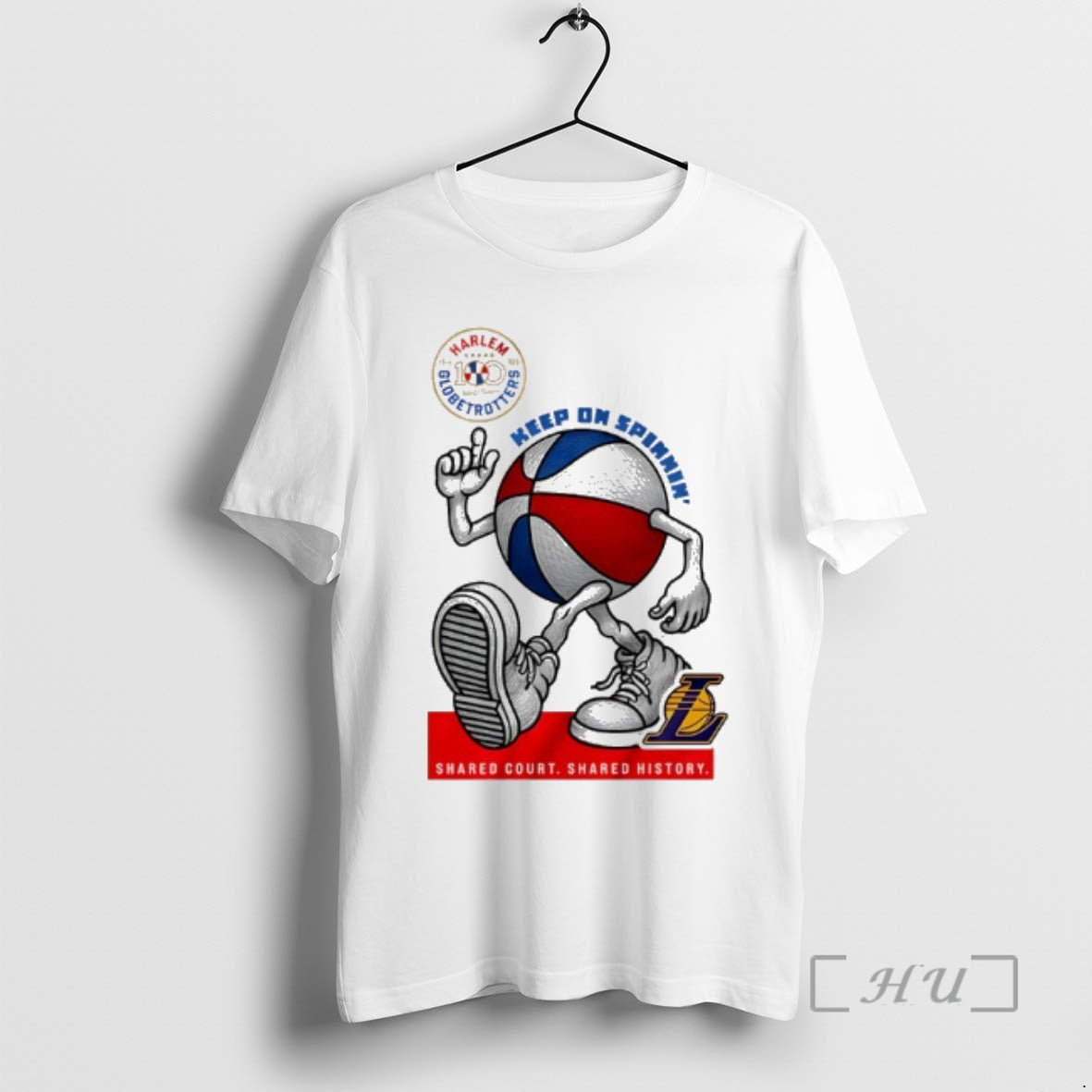 Officials Los Angeles Lakers X Harlem Globetrotters Keep On Spinning 2026 Premium T Shirts Sweater
