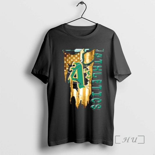 Officials Oakland Athletics Baseball Battle Shattered Usa Flag Rip Design