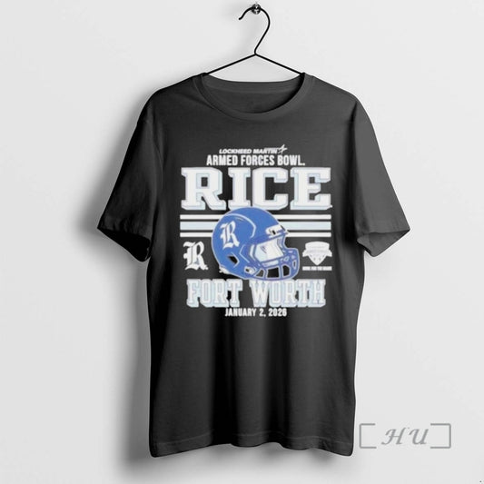 Officials Rice Owls Football 2026 Armed Forces Bowl Fort Worth Helmet Premium T Shirts Sweater