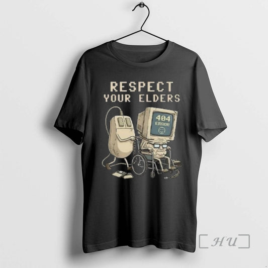 Officials Tech 404 Error Hilarious Respect Your Elders Circle Black